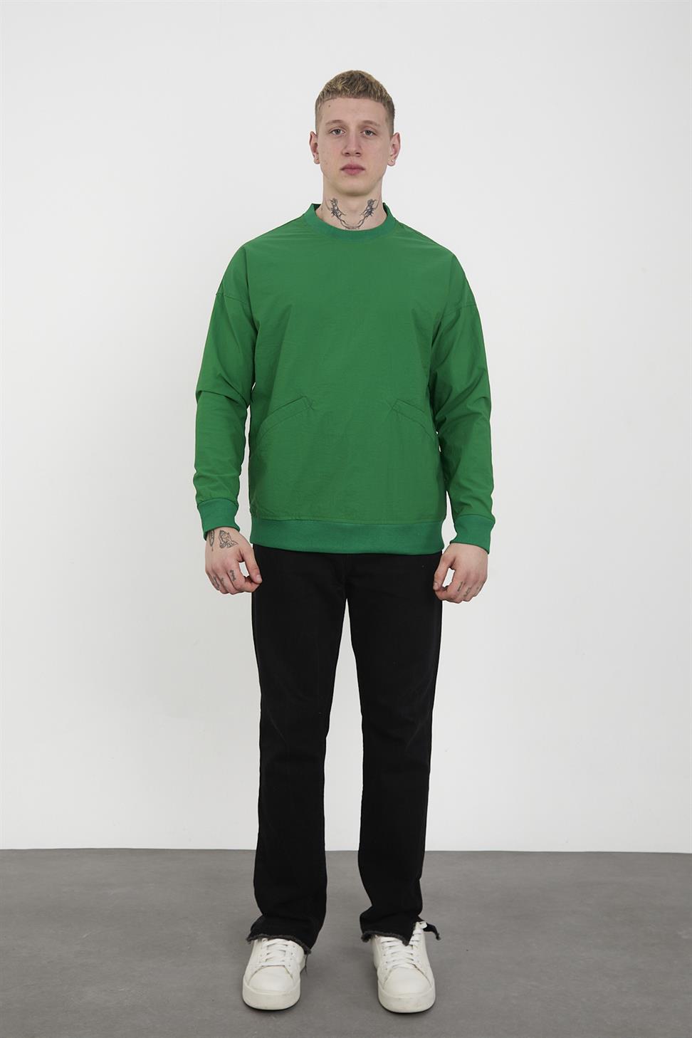 R-2390 Men’s Ribbed Hem and Cuff Lined Sweatshirt – Benetton Green