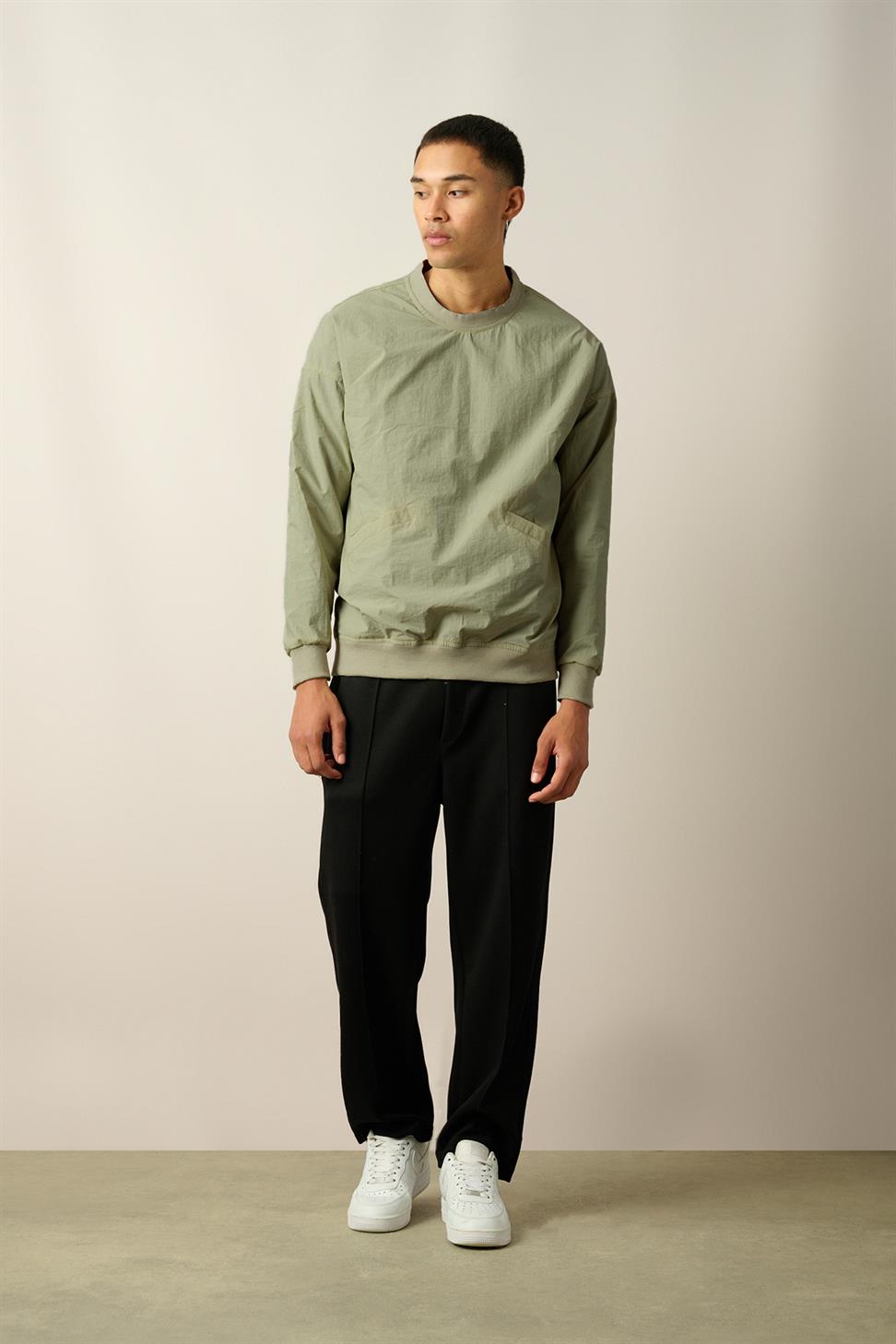 R-2390 Men’s Ribbed Hem and Cuff Lined Sweatshirt – Green