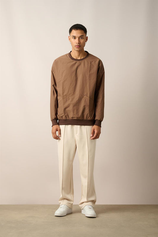 R-2390 Men’s Ribbed Hem and Cuff Lined Sweatshirt – Brown