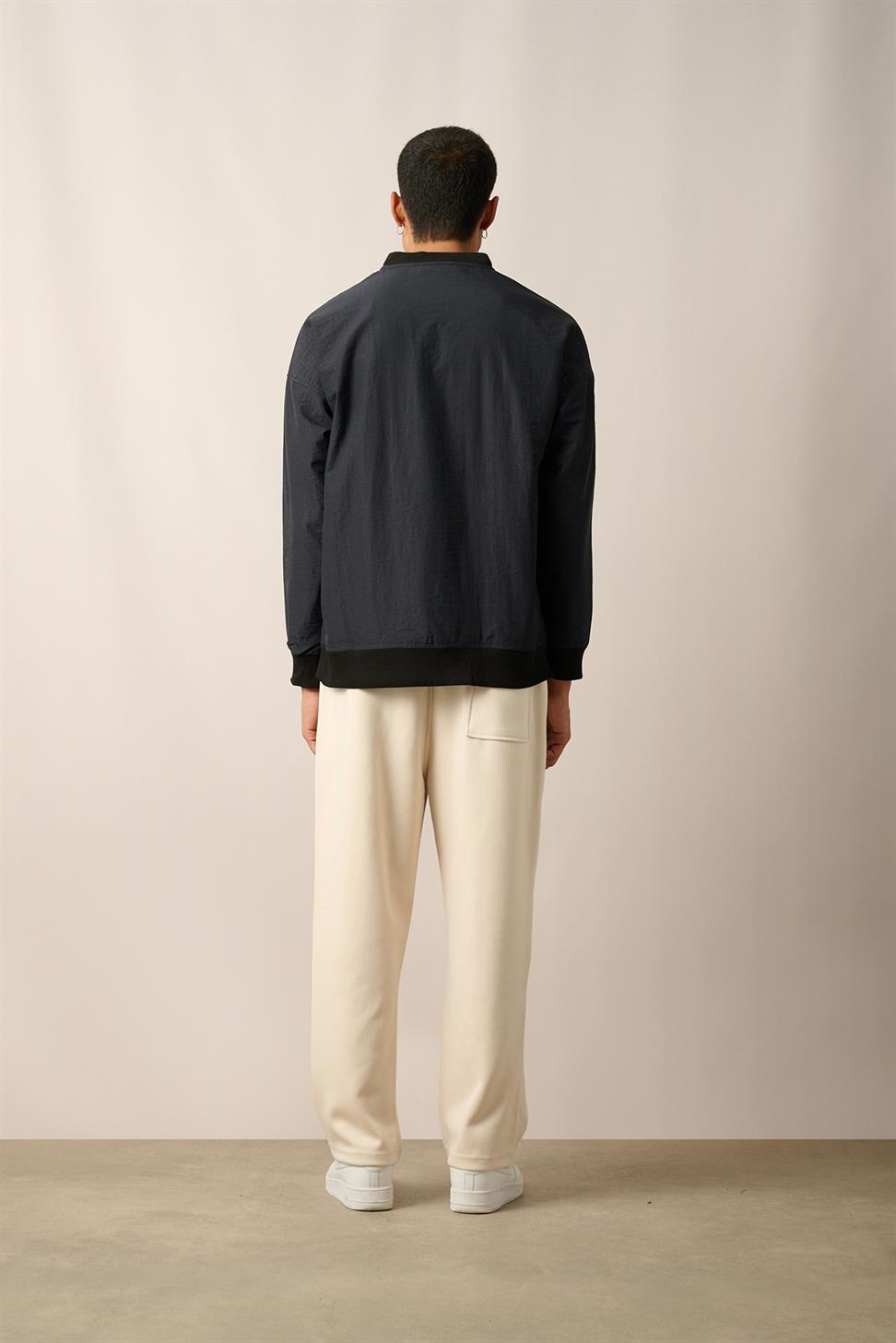 R-2390 Men’s Ribbed Hem and Cuff Lined Sweatshirt – Black