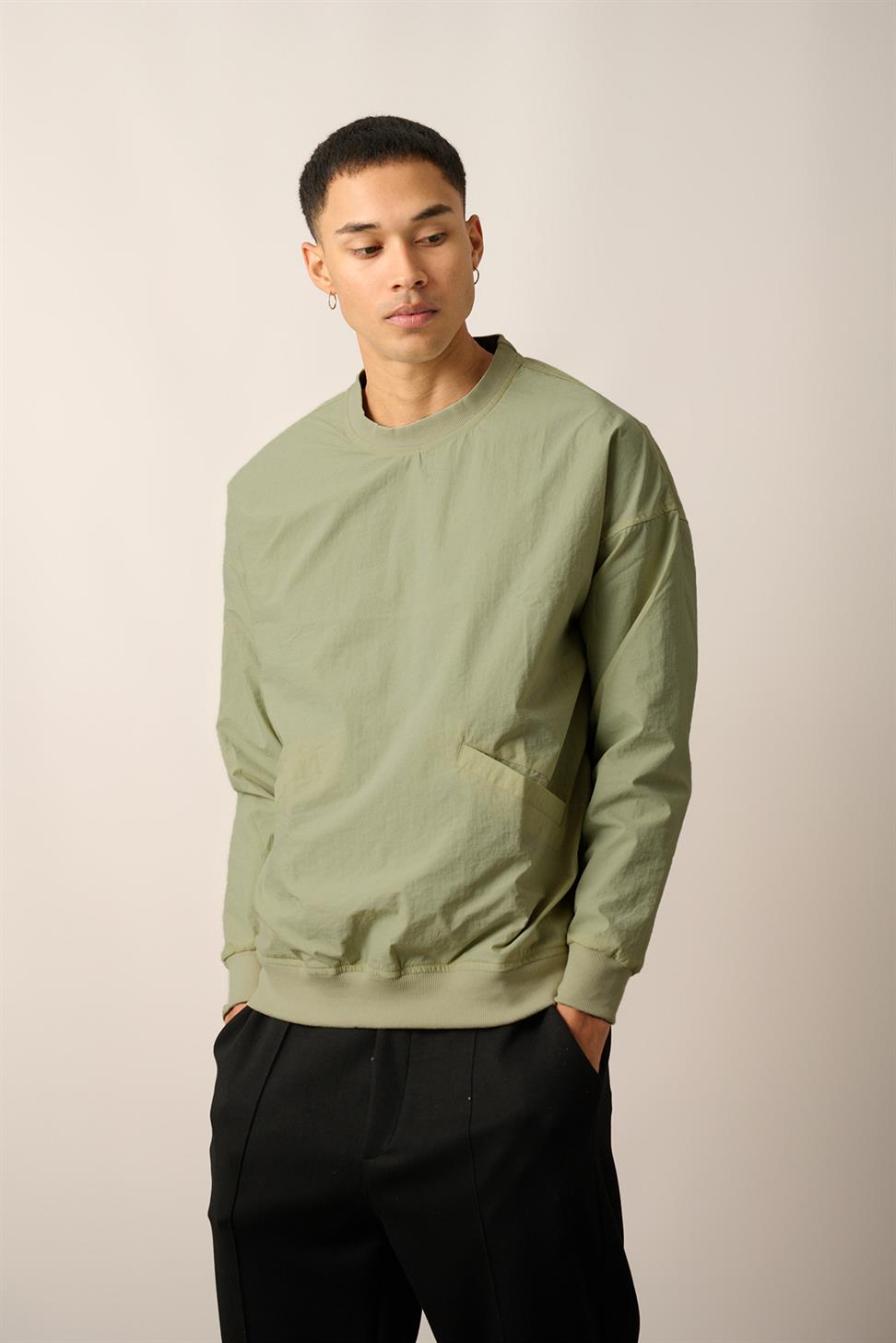 R-2390 Men’s Ribbed Hem and Cuff Lined Sweatshirt – Green