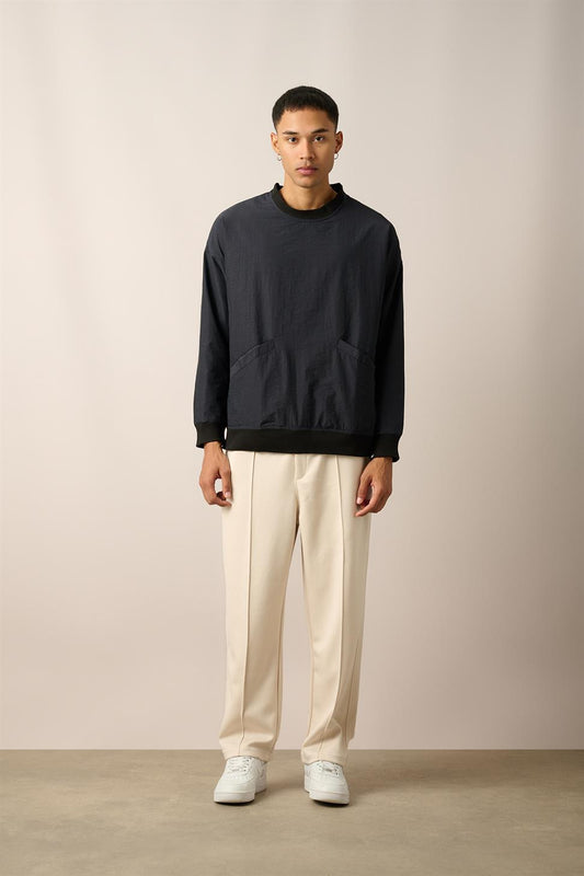 R-2390 Men’s Ribbed Hem and Cuff Lined Sweatshirt – Black