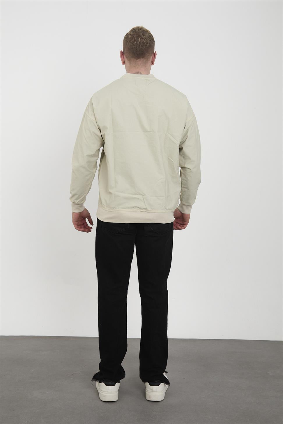 R-2390 Men’s Ribbed Hem and Cuff Lined Sweatshirt – Beige