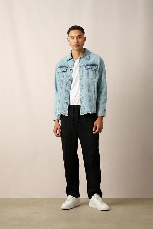 R-2457 Men’s Washed Denim Jacket with Flap Pockets
