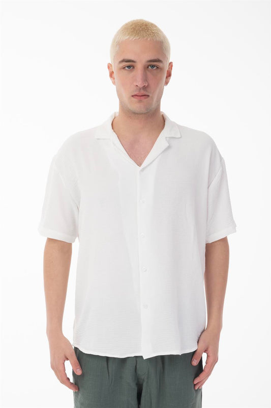 R-3737 R-3737 Unisex 100% Polyester Aerobin Shirt – White Short Sleeve with Relaxed Oversize Fit
