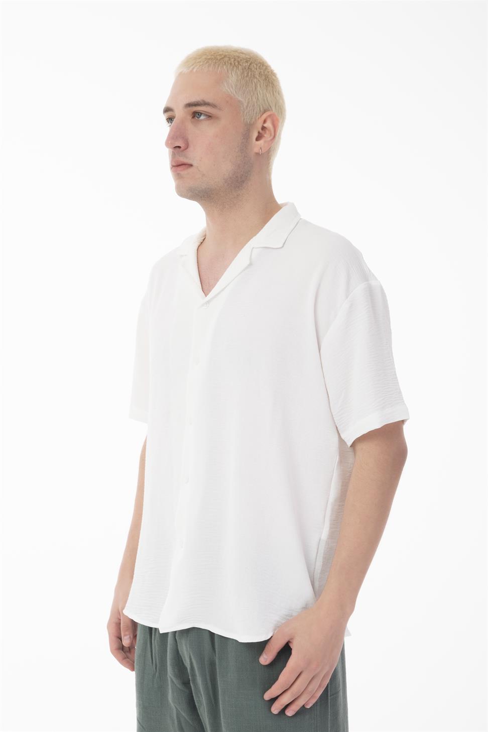 R-3737 R-3737 Unisex 100% Polyester Aerobin Shirt – White Short Sleeve with Relaxed Oversize Fit