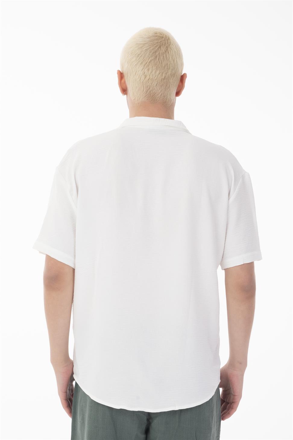 R-3737 R-3737 Unisex 100% Polyester Aerobin Shirt – White Short Sleeve with Relaxed Oversize Fit