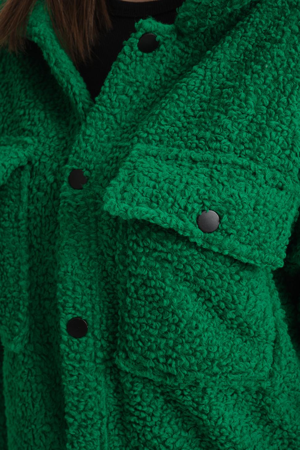 R-3837 Peluş Çift Cep Kapaklı Gömlek