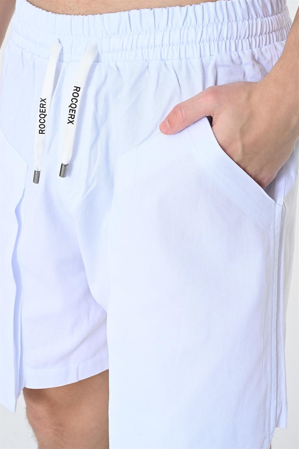 R-4302 Bel Lastikli Körüklü Ön Cep Detaylı Gabardin Şort