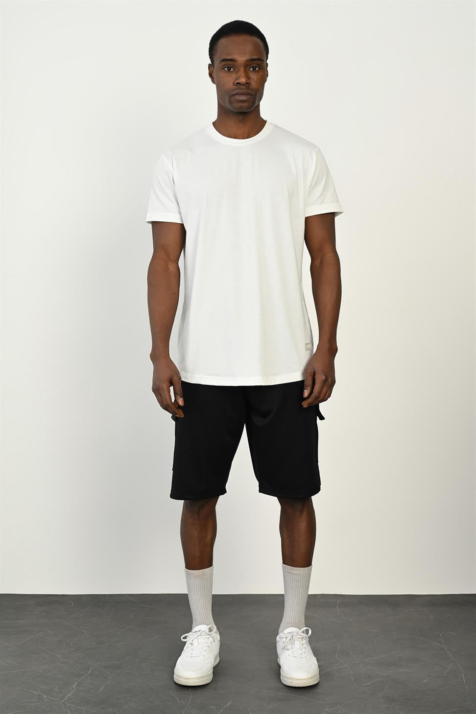 R-4374 Elastic Waist Cargo Pocket Scuba Shorts