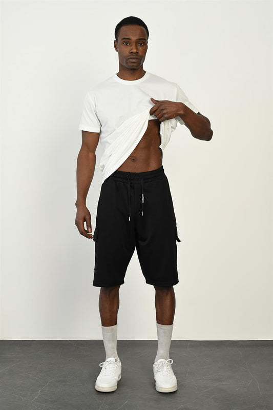 R-4374 Elastic Waist Cargo Pocket Scuba Shorts