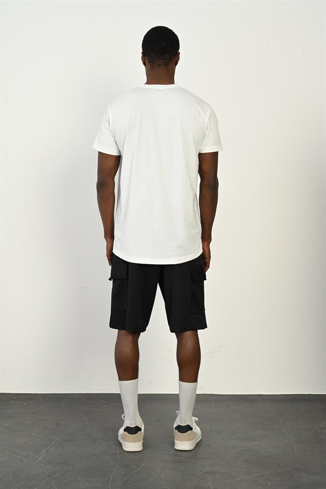 R-4374 Elastic Waist Cargo Pocket Scuba Shorts