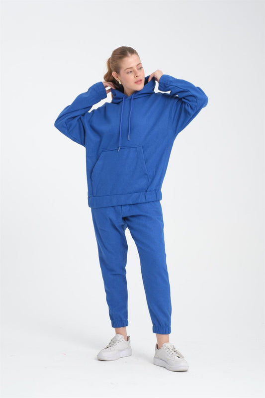 R-5673/4283 Blue Kangaroo Pocket Elastic Hem Fleece Set