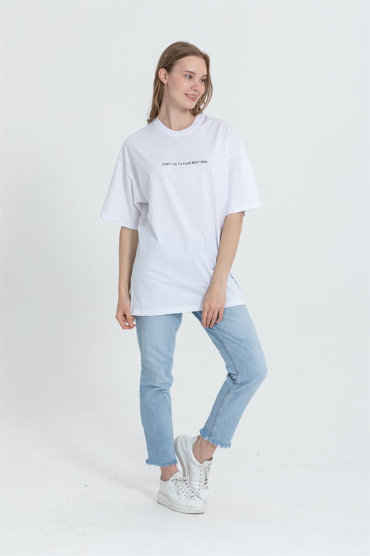 R-5714 Bisiklet Yaka Arka Yüz Baskılı T-shirt
