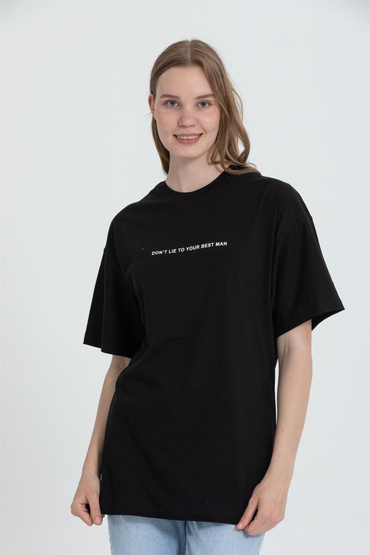 R-5714 Bisiklet Yaka Arka Yüz Baskılı T-shirt