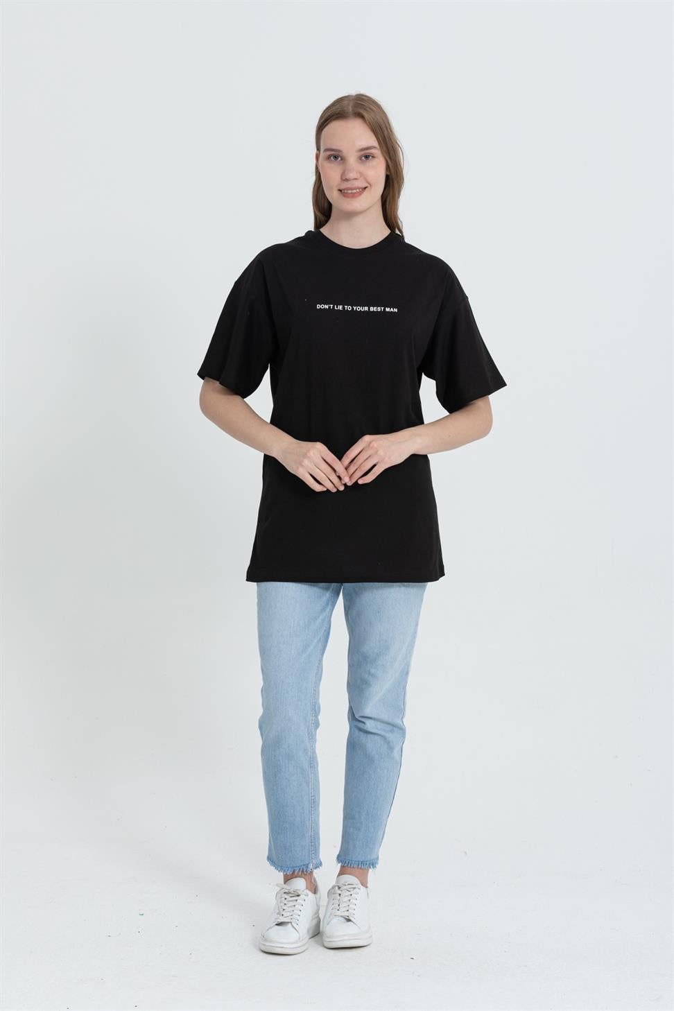 R-5714 Bisiklet Yaka Arka Yüz Baskılı T-shirt