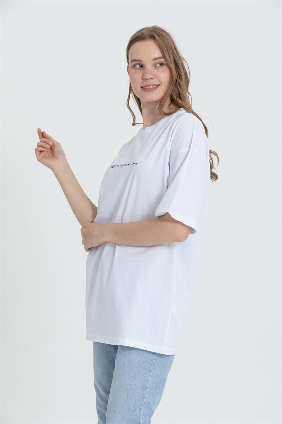 R-5714 Bisiklet Yaka Arka Yüz Baskılı T-shirt