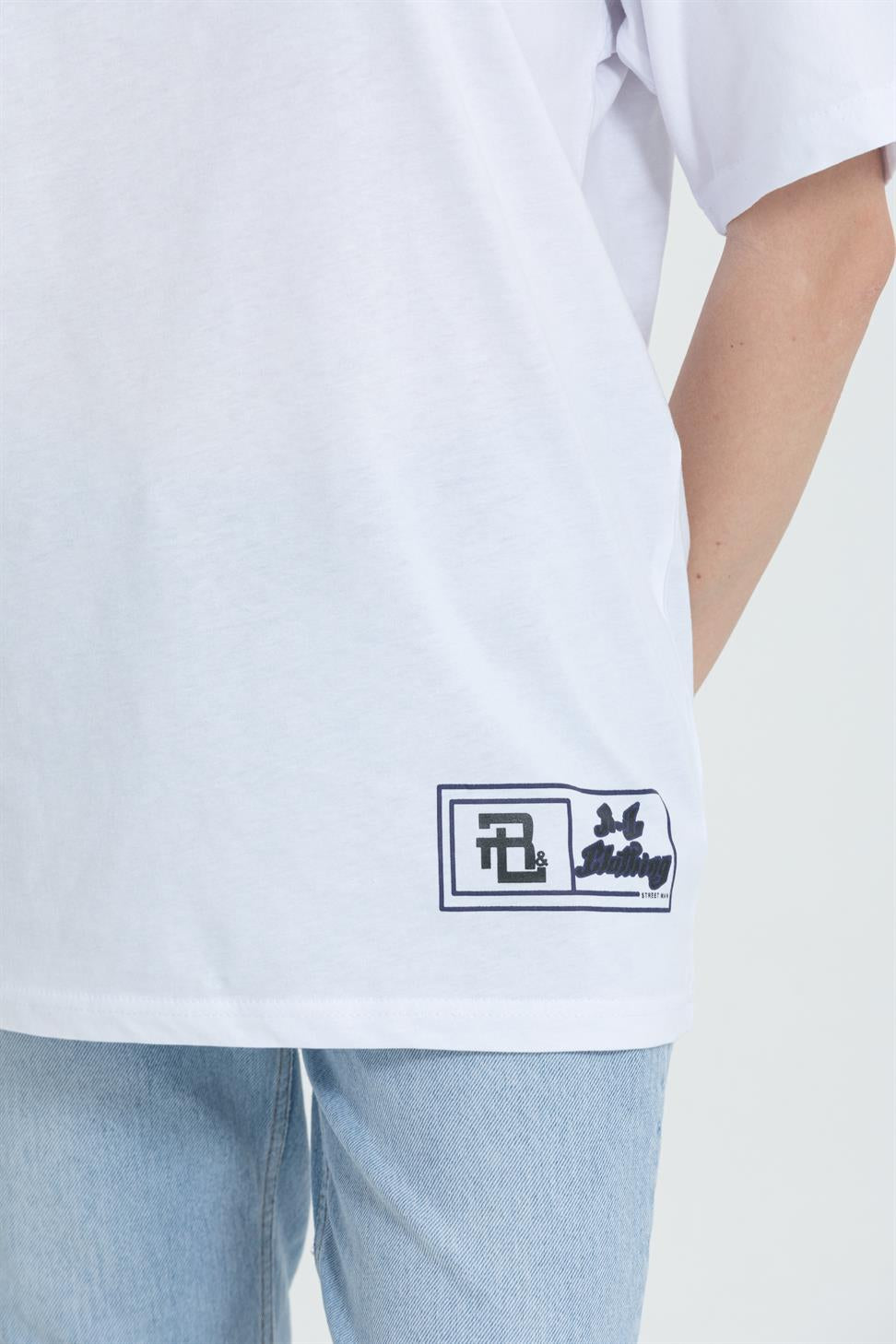 R-5738 Bisiklet Yaka Oversize Mind Baskılı T-shirt