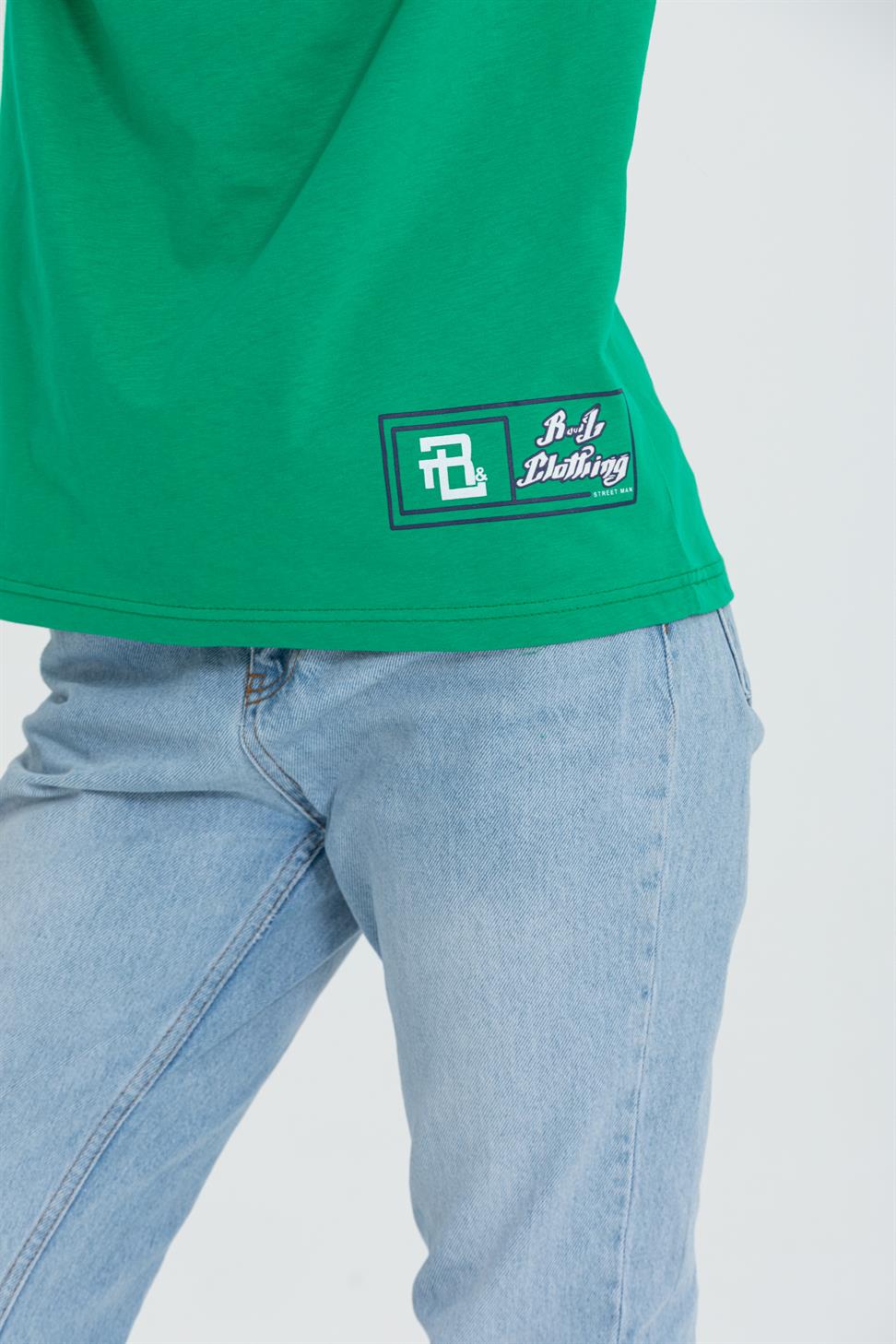 R-5738 Bisiklet Yaka Oversize Mind Baskılı T-shirt
