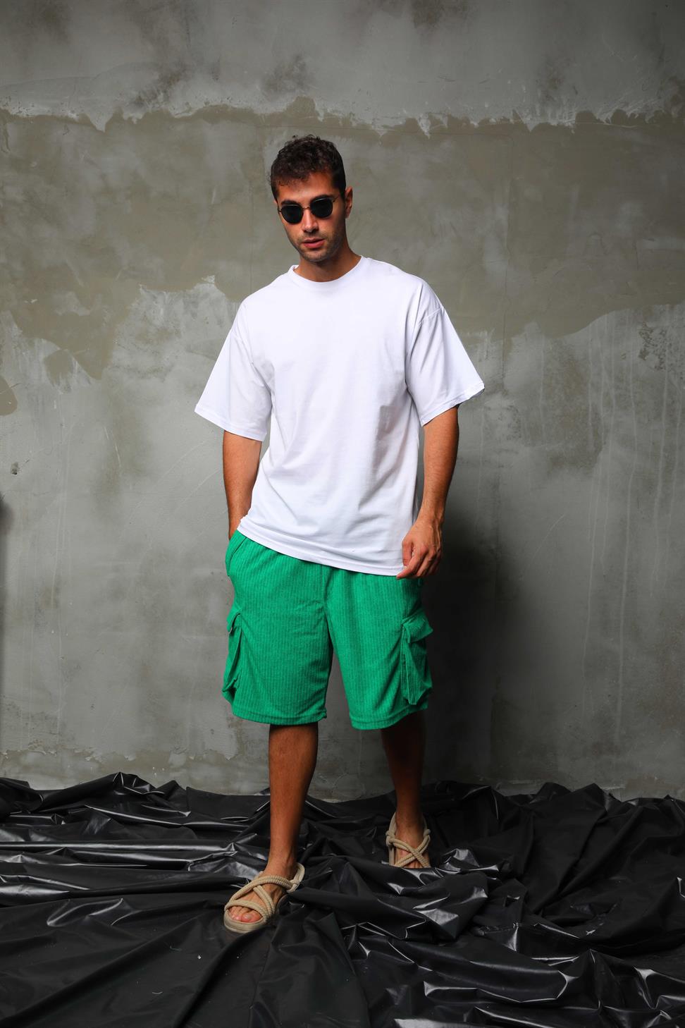R-5741 Bisiklet Yaka Oversize Arka Kuru Kafa Baskılı T-shirt