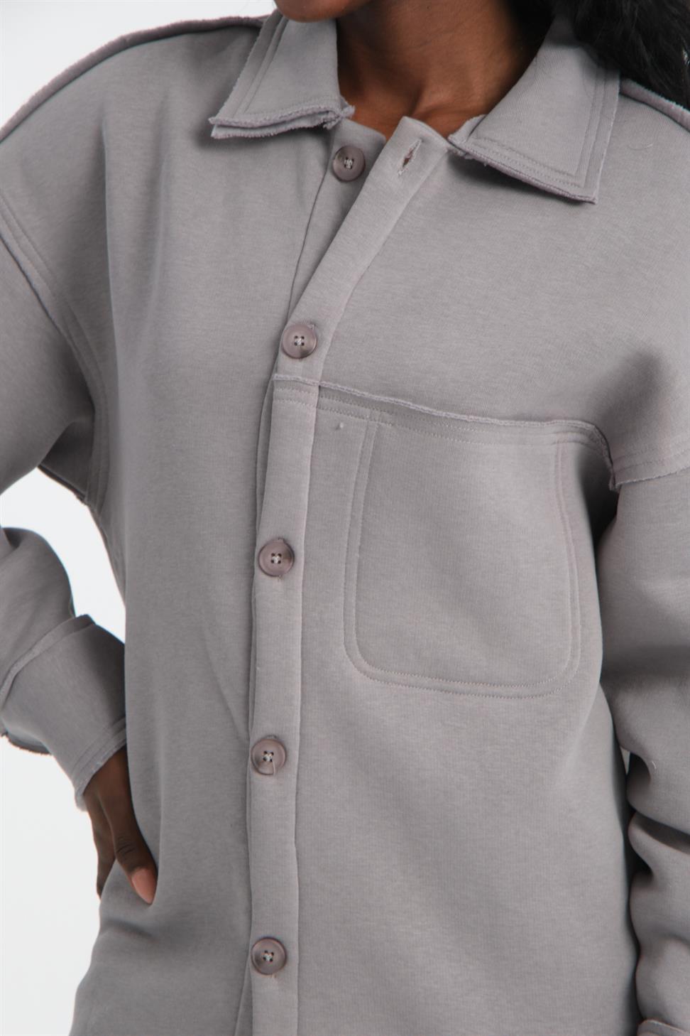 R-5750 Men’s Jacket Collar Raw Stitch Fleece Sweatshirt
