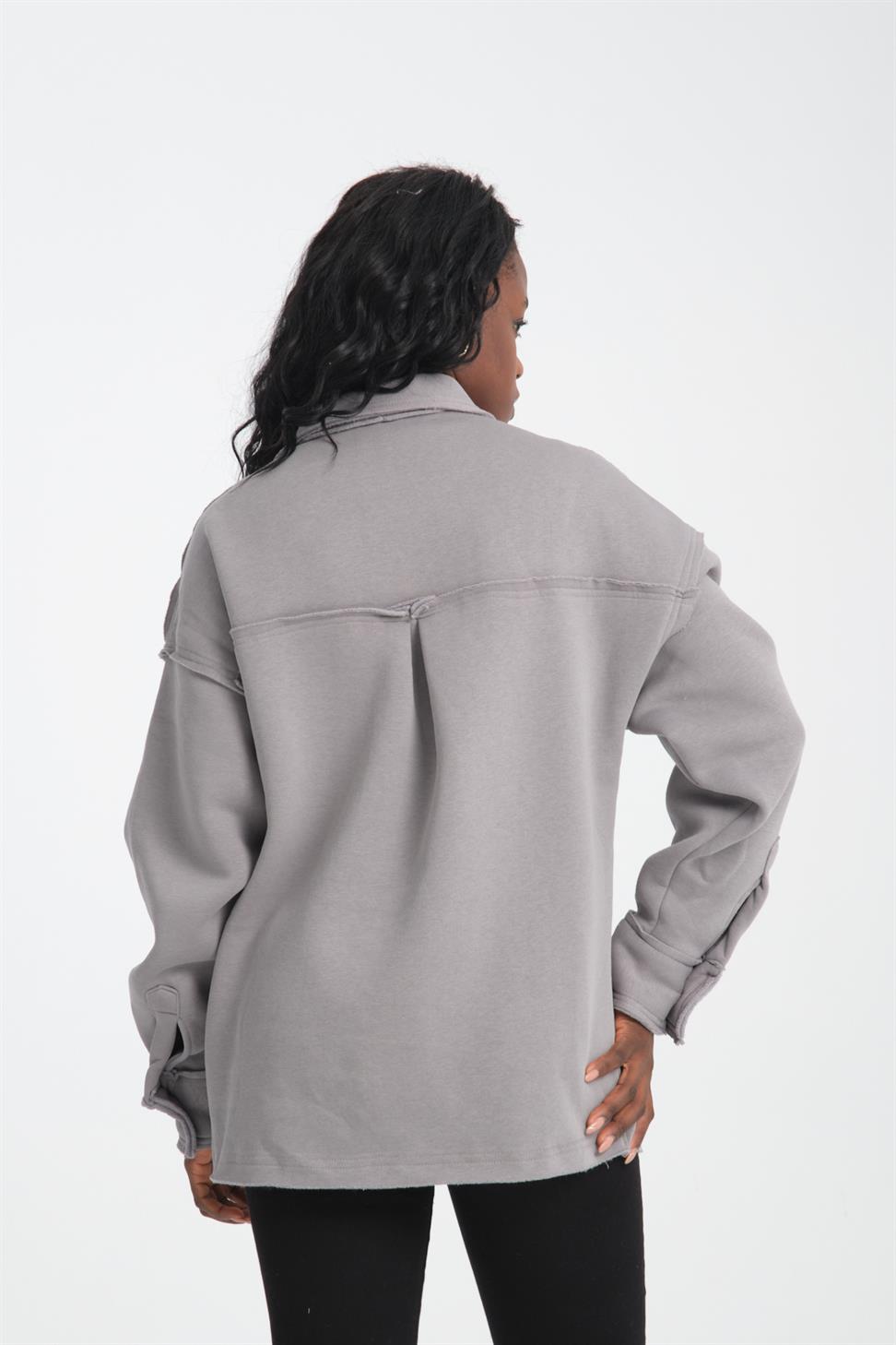 R-5750 Men’s Jacket Collar Raw Stitch Fleece Sweatshirt