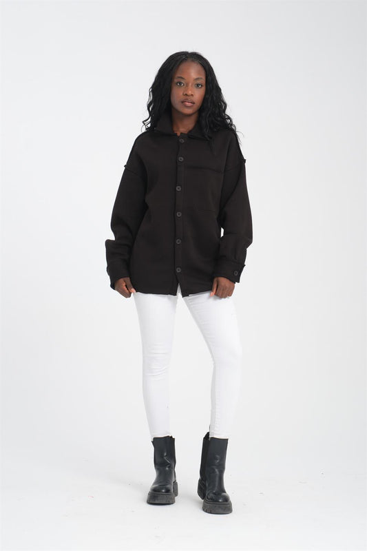 R-5750 Jacket Collar Raw Seam Fleece Sweatshirt
