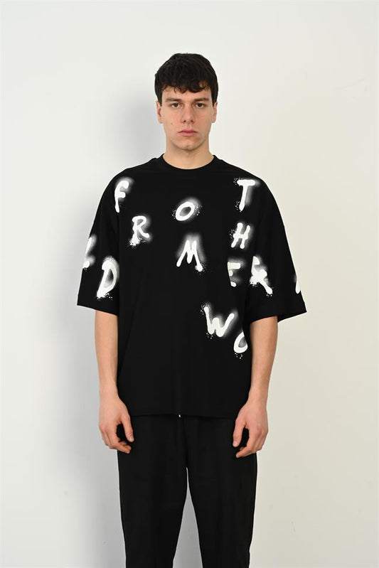 R-5759 Harf Baskılı Oversize Süprem Tişört