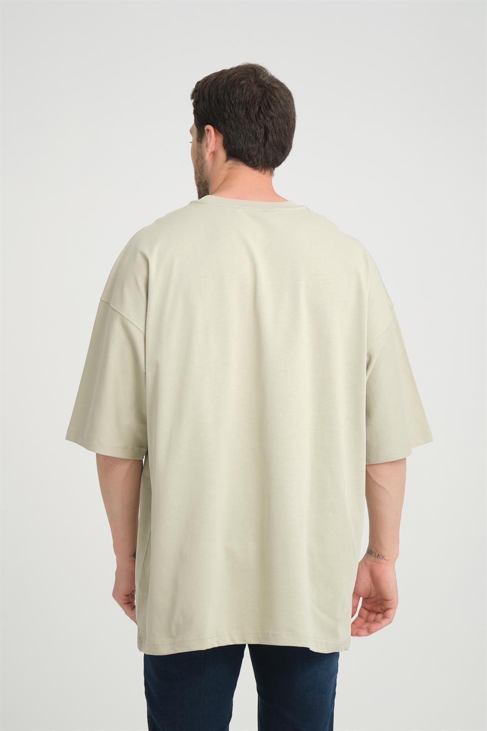 R-5775 Men’s Basic T-Shirt with Rocqerx Print – Beige