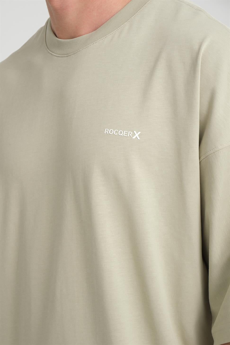 R-5775 Men’s Basic T-Shirt with Rocqerx Print – Beige