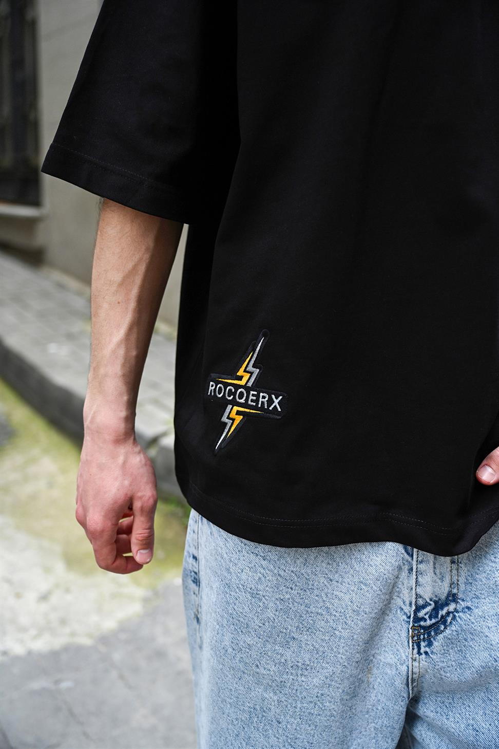 R-5779 Men’s Supima T-Shirt with Rocqerx Embroidery – Black