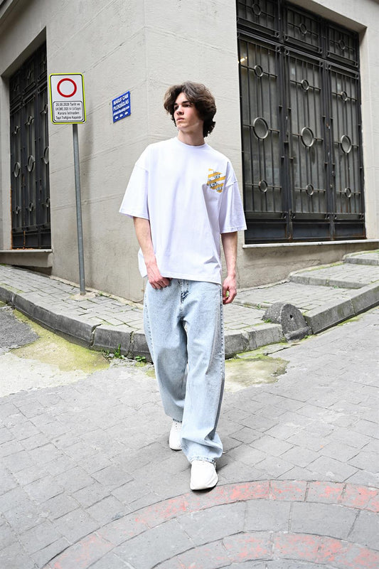 R-5789 I Hate Uncertaınty Baskılı Oversize Tişört