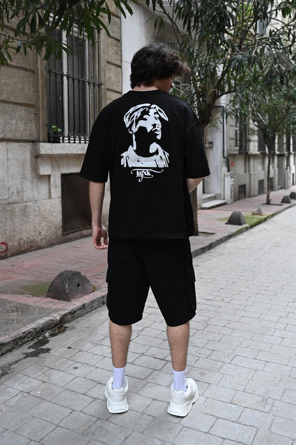 R-5804 Tupac Embroidered Suprem T-Shirt – Black 100% Cotton