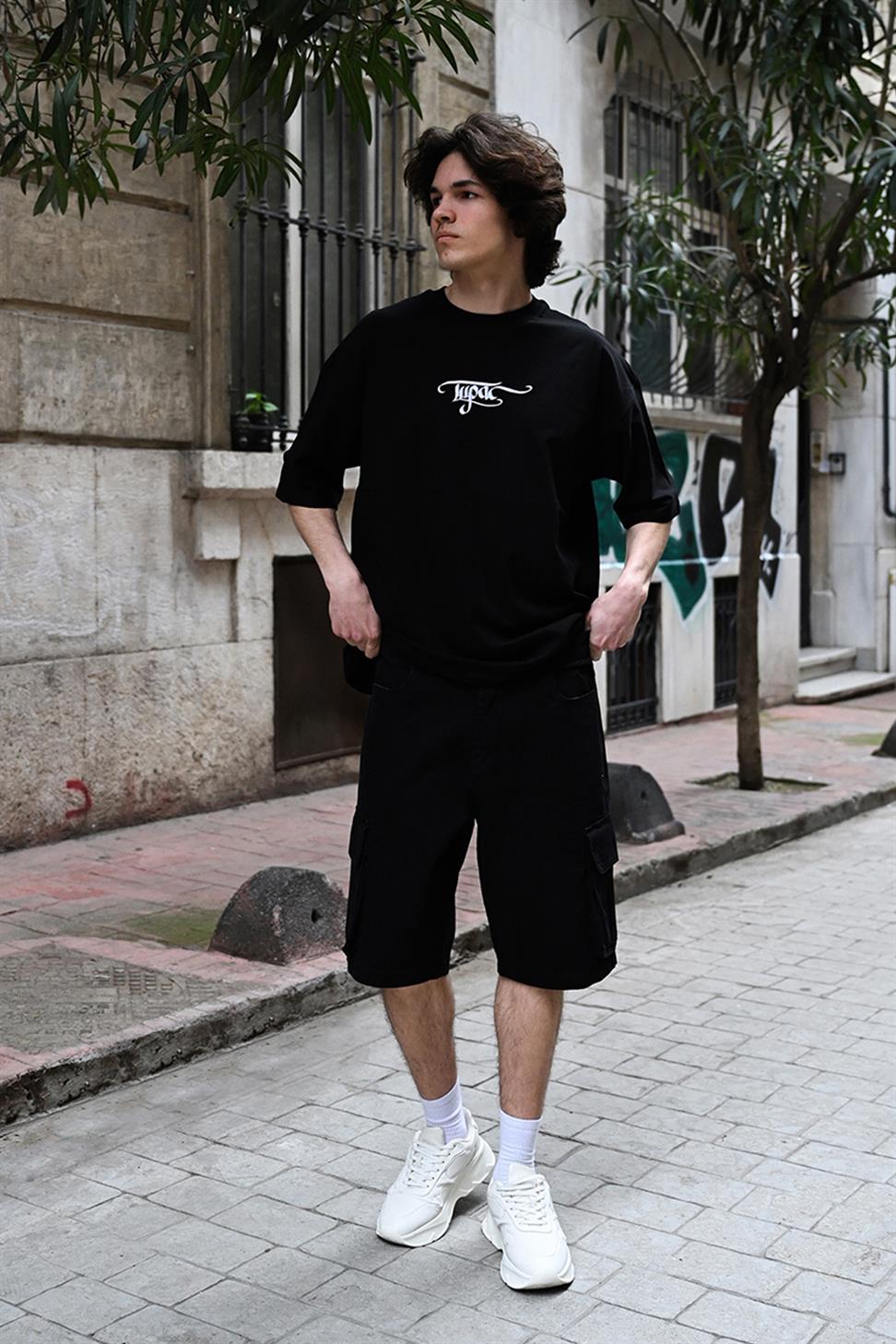 R-5804 Tupac Embroidered Suprem T-Shirt – Black 100% Cotton