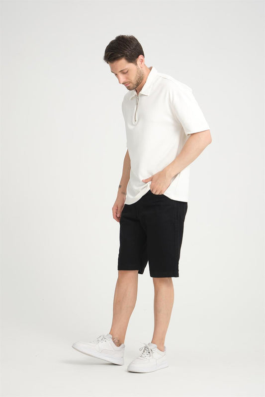 R-5812 Half-Placket Zipper Detail Scuba T-Shirt