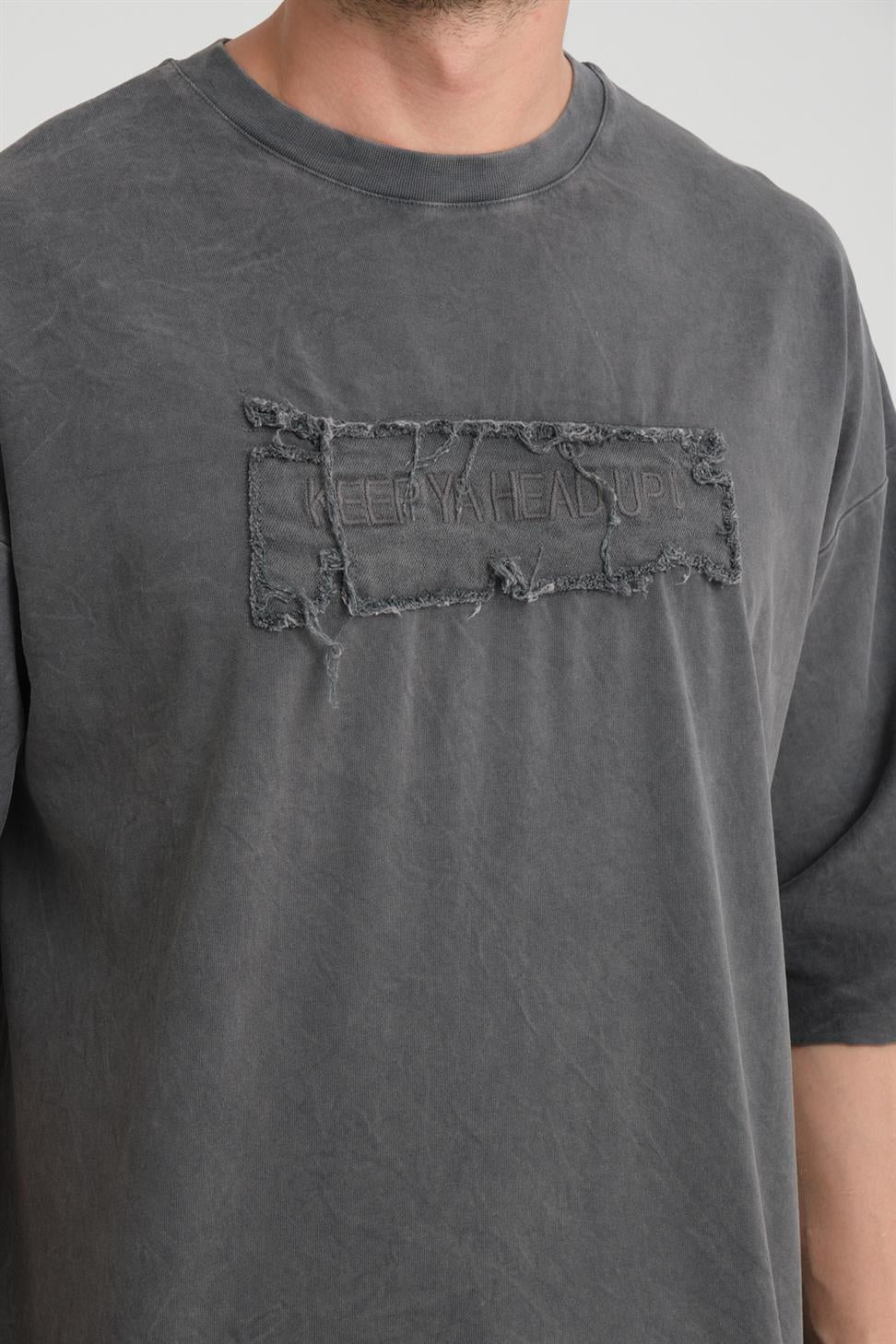 R-5822 Washed Anthracite Suprem Embroidery T-Shirt