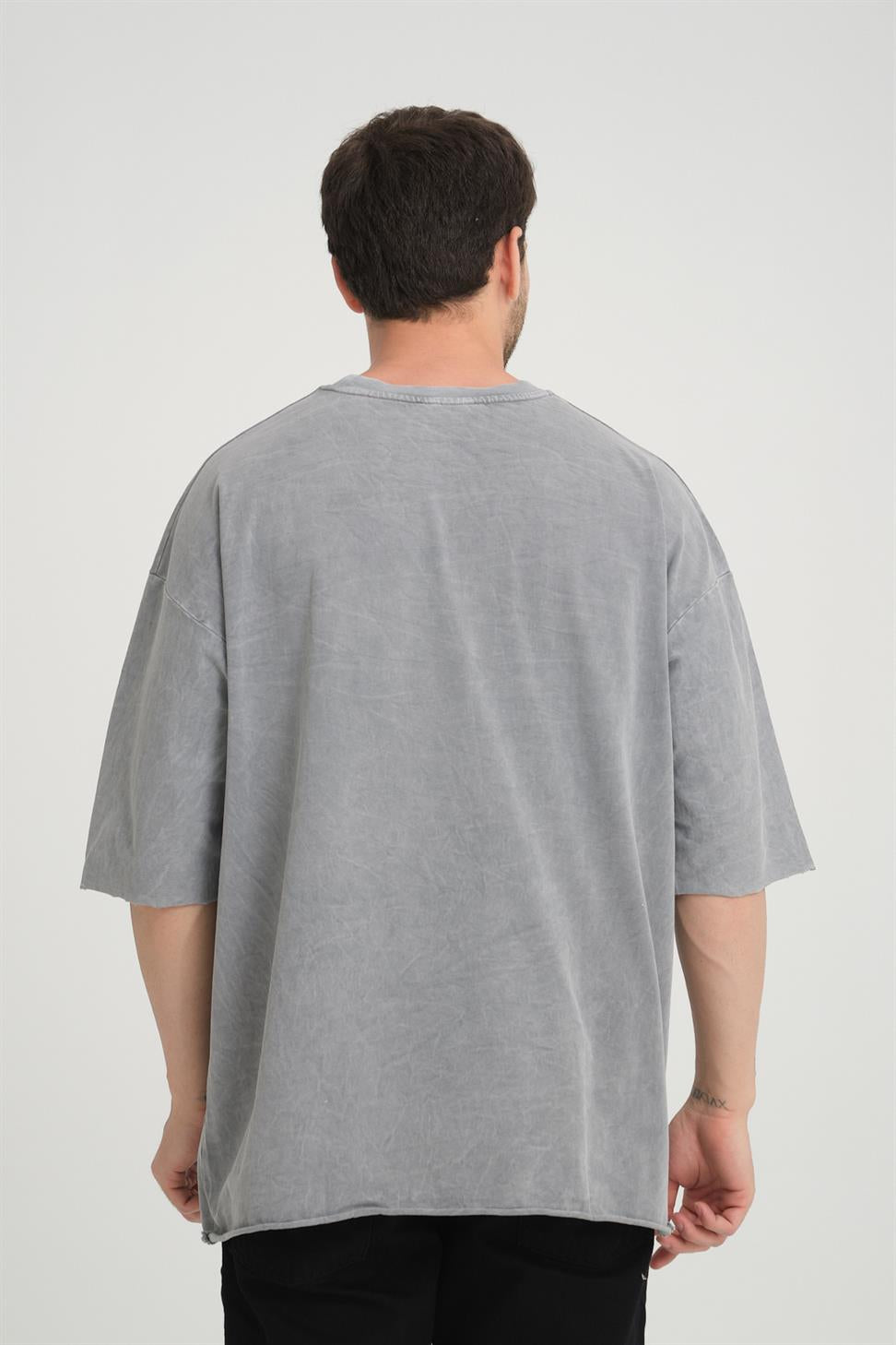R-5822 Grey Suprem Embroidered T-Shirt  100% Cotton