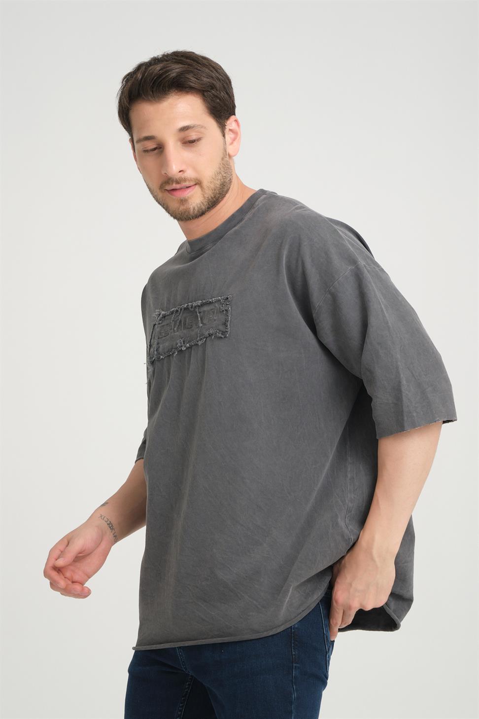 R-5822 Washed Anthracite Suprem Embroidery T-Shirt