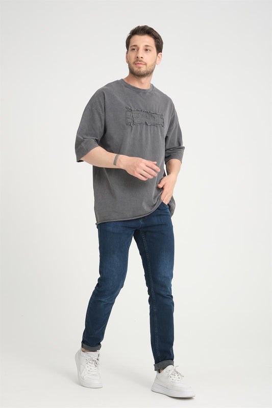R-5822 Washed Anthracite Suprem Embroidery T-Shirt