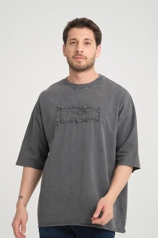 R-5822 Washed Anthracite Suprem Embroidery T-Shirt