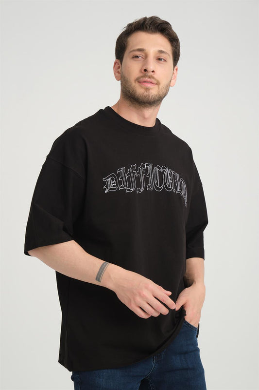 R-5827 Men’s Front and Back Embroidered Supima T-Shirt – Black