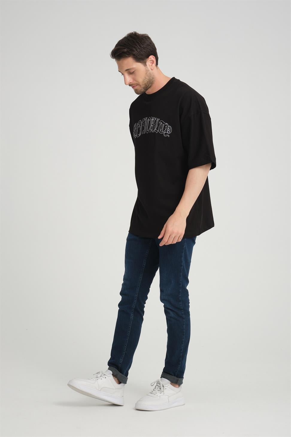 R-5827 Men’s Front and Back Embroidered Supima T-Shirt – Black