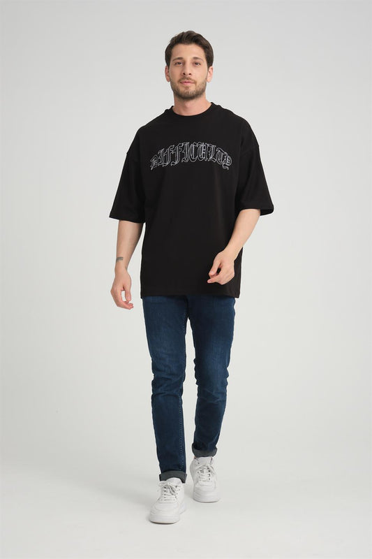 R-5827 Men’s Front and Back Embroidered Supima T-Shirt – Black