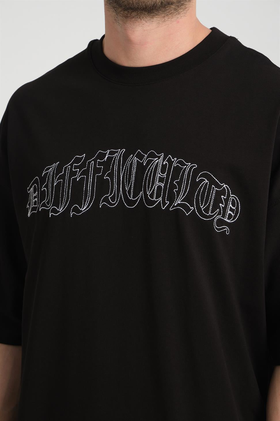 R-5827 Men’s Front and Back Embroidered Supima T-Shirt – Black