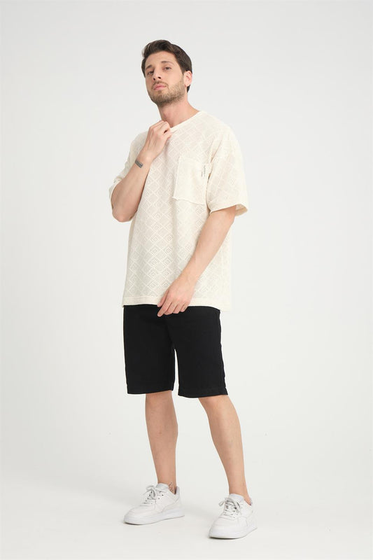 R-5832 Single Pocket Detail Knit T-Shirt