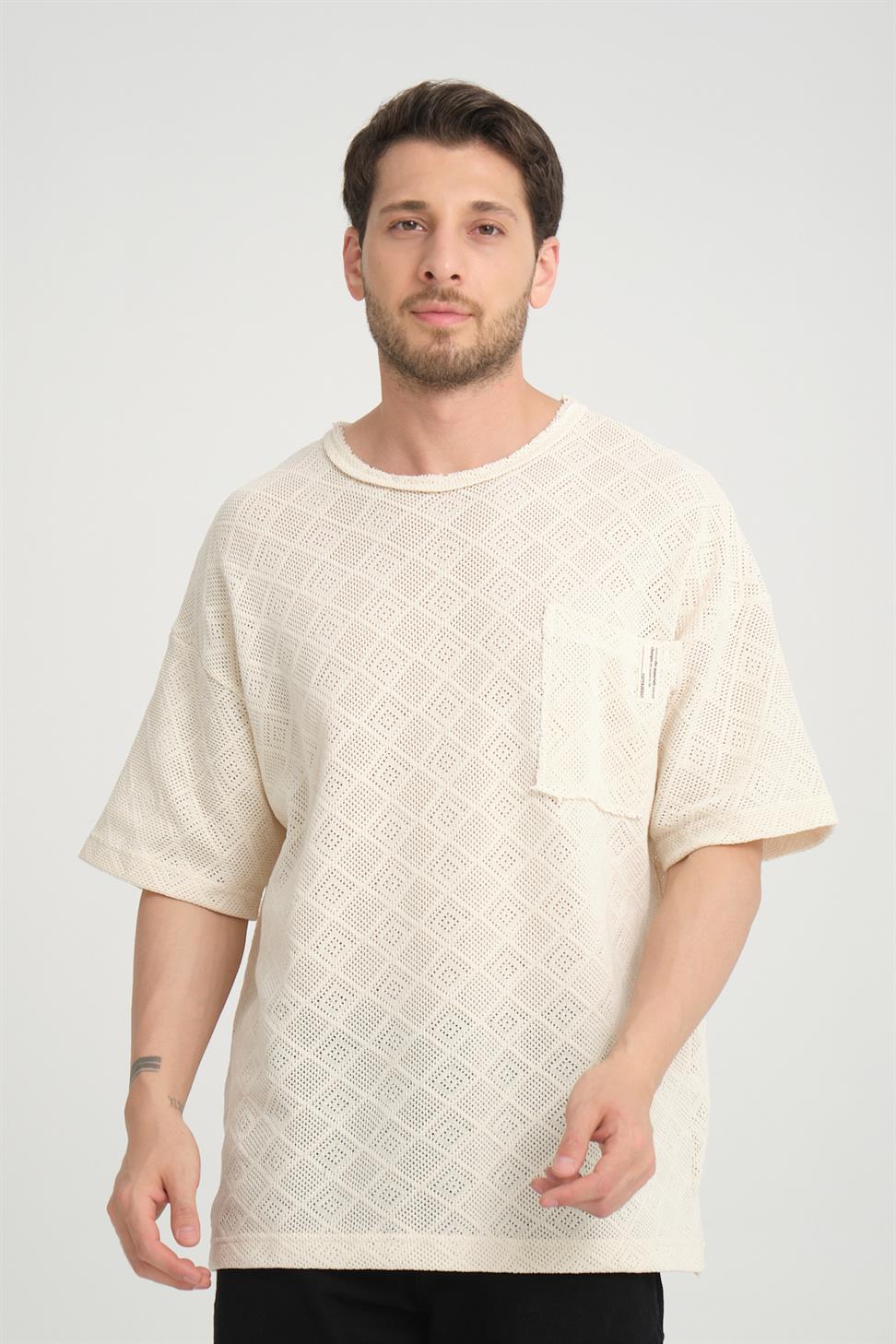 R-5832 Single Pocket Detail Knit T-Shirt