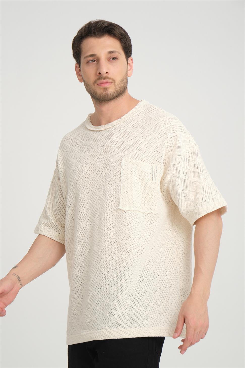 R-5832 Single Pocket Detail Knit T-Shirt