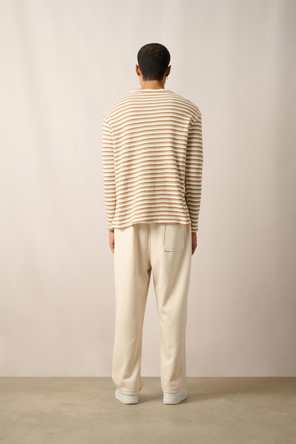 R-5838 Green Crew Neck Long Sleeve Knit Sweatshirt