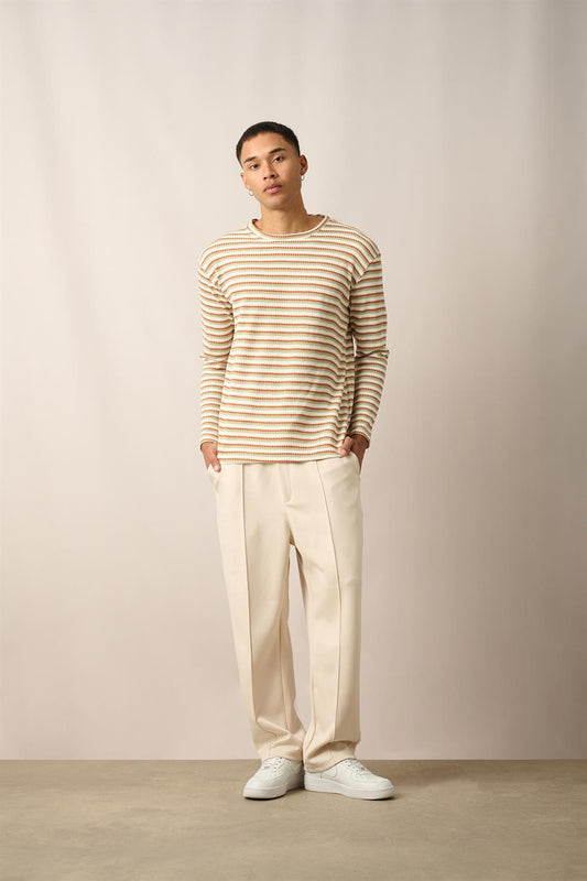 R-5838 Green Crew Neck Long Sleeve Knit Sweatshirt