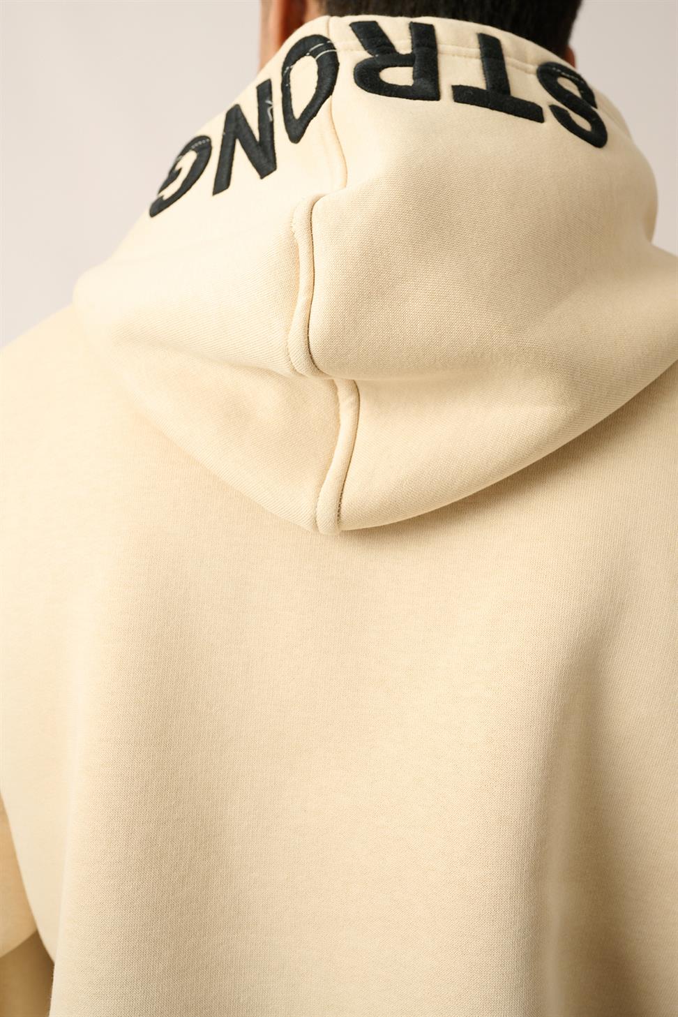 R-5841 Hooded Embroidered Fleece Sweatshirt – Beige